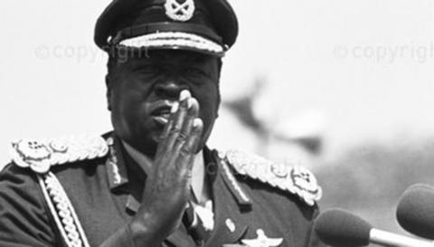 Idi Amin Dada addresses a public rally - Uganda, 11 April 1979 