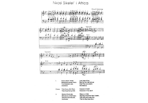 Nkosi Sikelel' iAfrica Original scoresheet